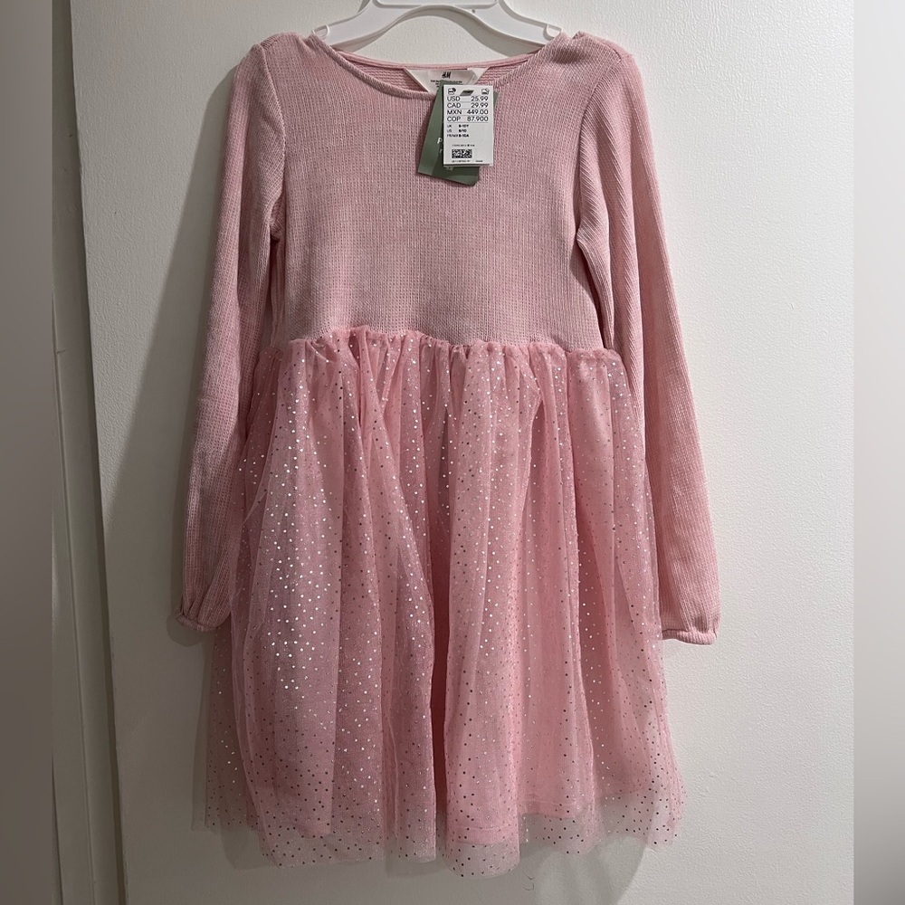H&M Girls' Pink Sparkle Tulle Dress - Soft Knit Bodice